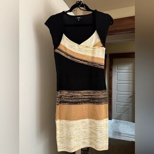 Xoxo Gold, Black & Cream cocktail dress.